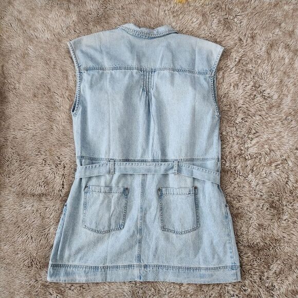 Free People Rowley Mini Dress Sunbleached Light Blue Denim Size XL - Picture 10 of 12
